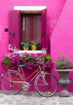 Burano, Italy | Most beautiful wallpaper, Bicycle decor, Pink houses